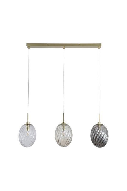 Searchlight Whirl 3Lt Bar Hanglamp, Satin Messing Metaal, Multi Coloured Gla