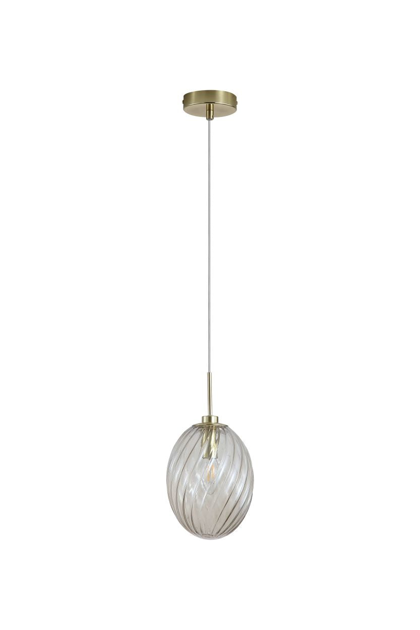 Searchlight Whirl 1Lt Hanglamp, Satin Messing Metaal with Champagne Glas