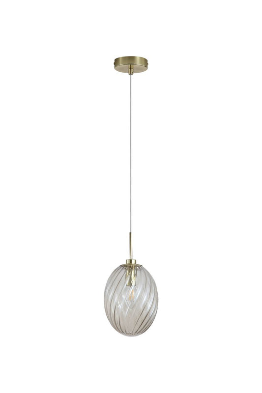 Searchlight Whirl 1Lt Hanglamp, Satin Messing Metaal with Champagne Glas