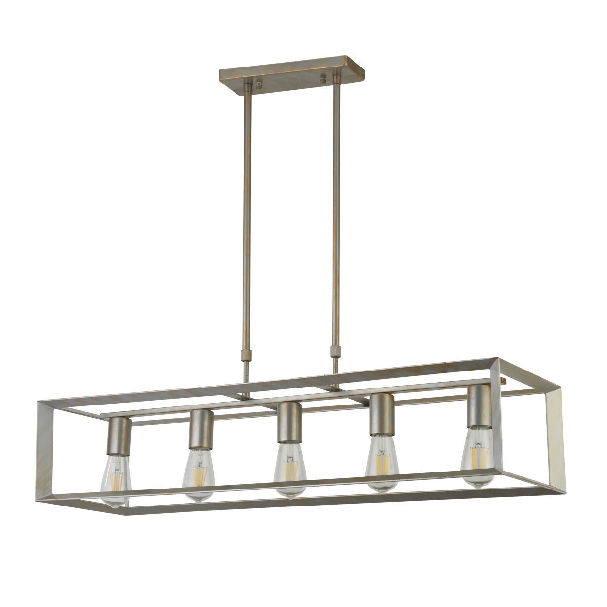 Searchlight Heaton 5Lt Hanglamp Brushed Goud/Zilver Metaal