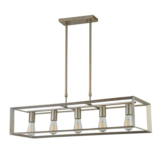 Searchlight Heaton 5Lt Hanglamp Brushed Goud/Zilver Metaal