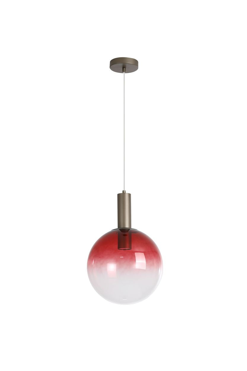 Searchlight Ombre 1lt Hanglamp, Red Ombre Glas with Latte Metaal