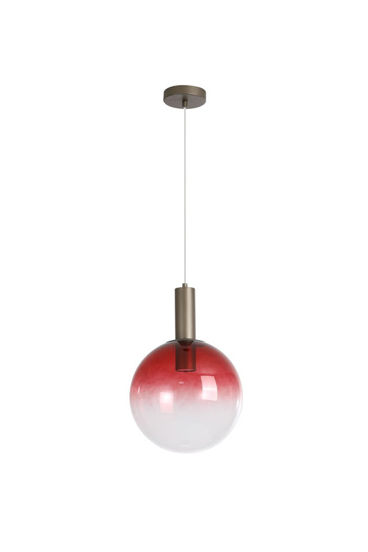 Searchlight Ombre 1lt Hanglamp, Red Ombre Glas with Latte Metaal