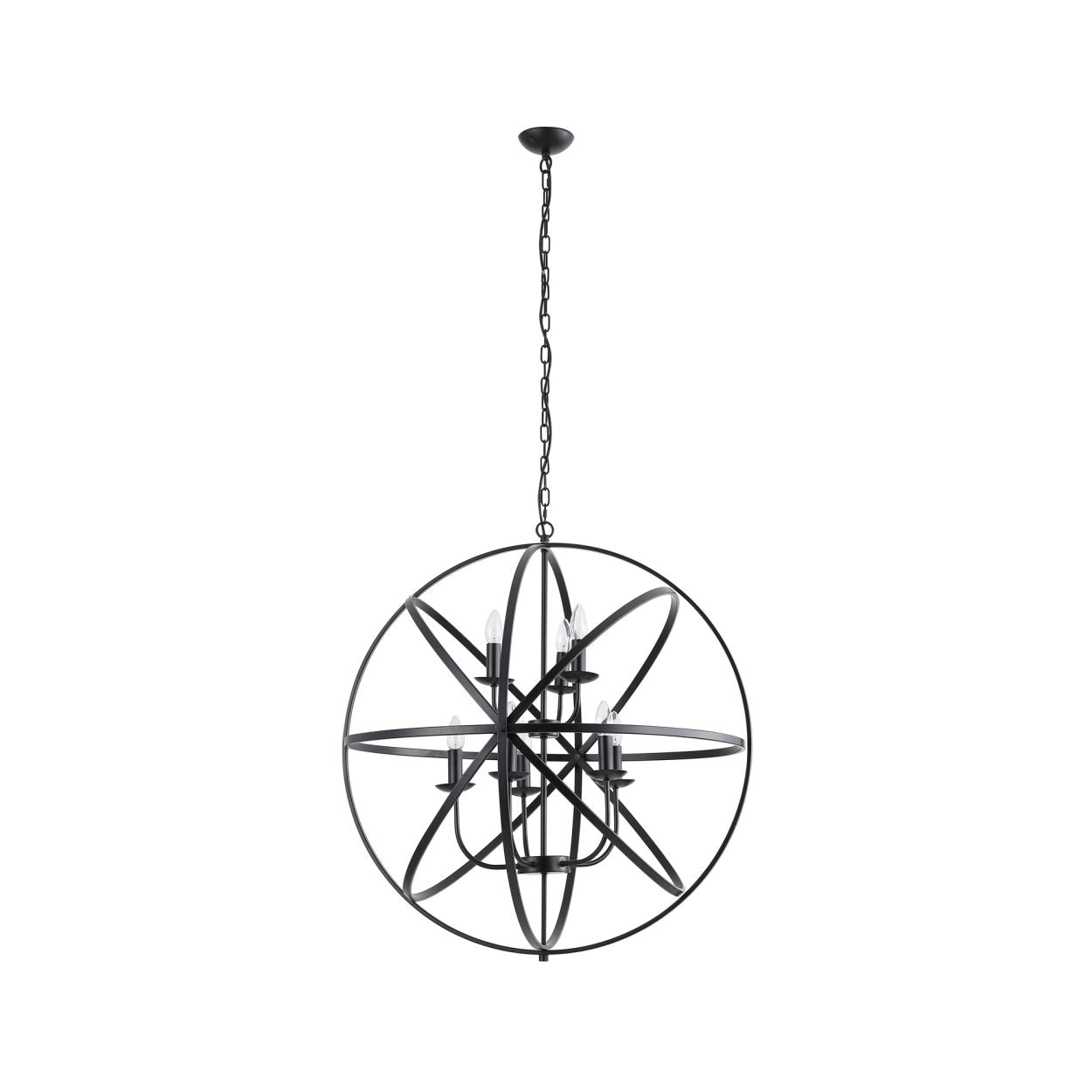 Searchlight Orbit 8Lt Hanglamp, Mat Zwart Metaal