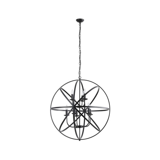 Searchlight Orbit 8Lt Hanglamp, Mat Zwart Metaal