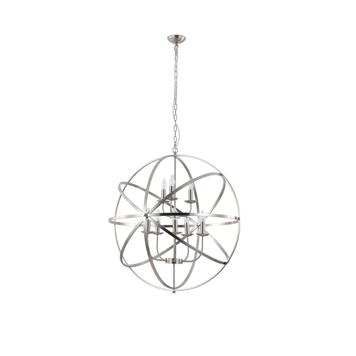 Searchlight Orbit 8Lt Hanglamp, Satin Zilver Metaal