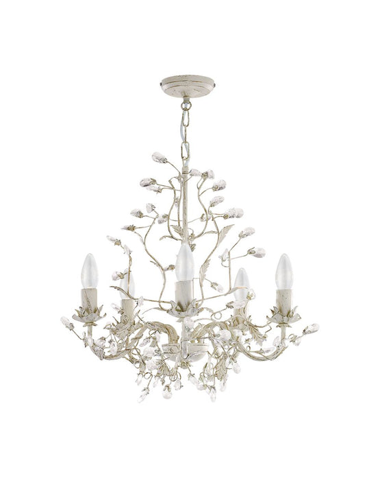 Searchlight Alamandite 5Lt Hanglamp Crème & Goud Metaal & Glas Drops