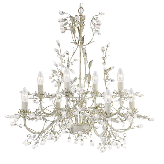 Searchlight Alamandite 8Lt Hanglamp Crème & Goud Metaal & Glas Drops