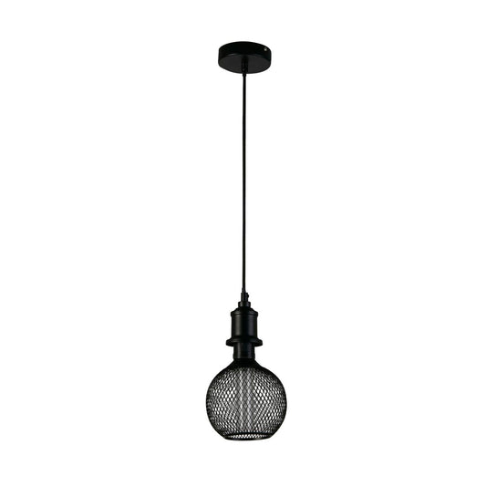 Searchlight Wire Mesh Effect Globe Lamp Zwart Metaal