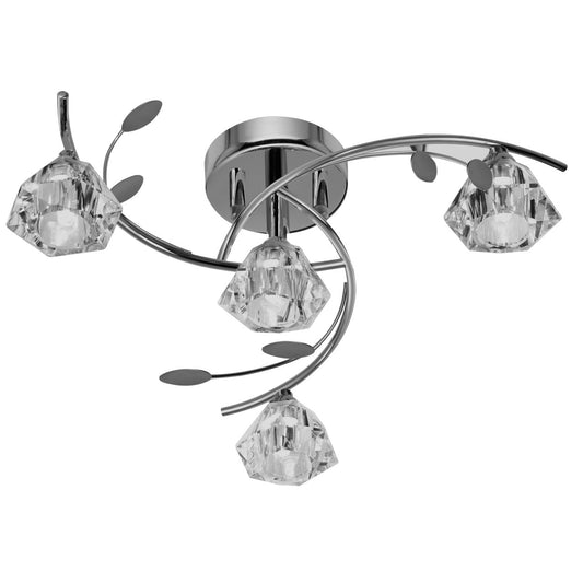 Searchlight Sierra 4Lt Semi Flush Chroom & Helder Glas