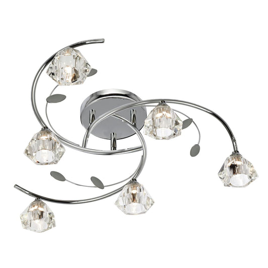 Searchlight Sierra 6Lt Semi Flush Chroom & Helder Glas