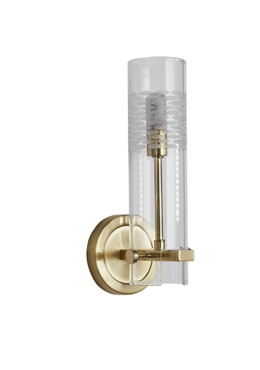 Searchlight Scope Bathroom Wandlamp Satin Messing & Helder Etched Glas