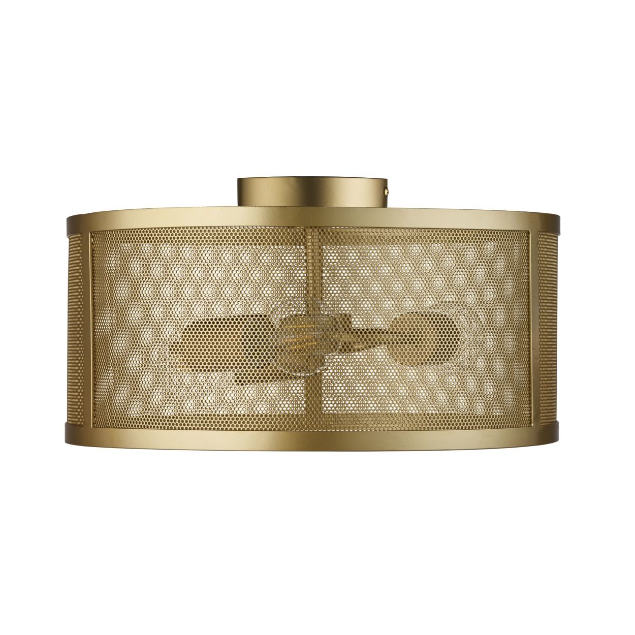 Searchlight Fishnet 3Lt Flush Mat Goud Metaal & Mesh Lampenkap