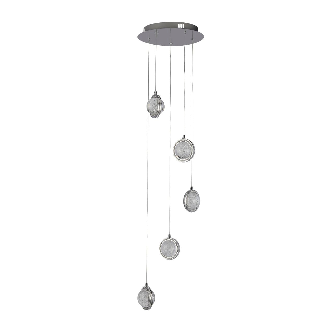 Searchlight Quartz 5Lt Ceiling Hanglamp Chroom & Bubble Glas