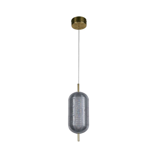 Searchlight Capsule LED Hanglamp, Satin Messing Metaal and Acryl Lampenkap