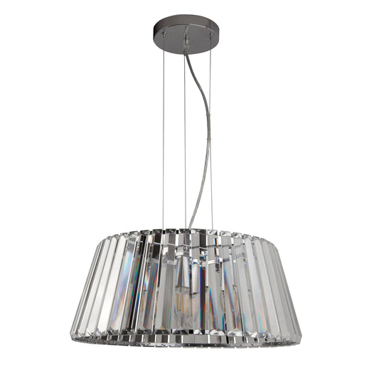 Searchlight Tiara 5Lt Pendant to Semi-Flush - Chrome Metal & Clear Glass