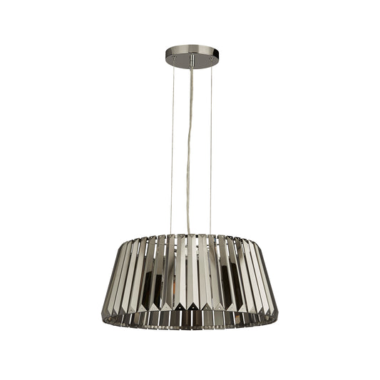 Searchlight Tiara 5Lt Pendant to Semi-Flush- Chrome Metal & Smoked Glass
