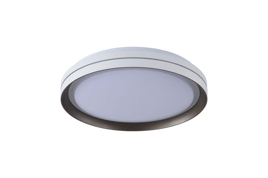 Searchlight Saucer LED Flush, Wit and Latte Metaal