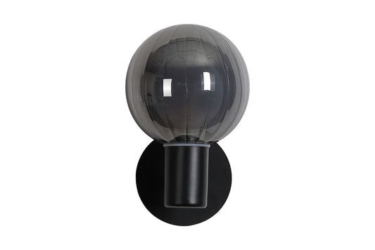 Searchlight Luminsphere 1Lt Wandlamp, Mat Zwart Metaal with Smoked Gla