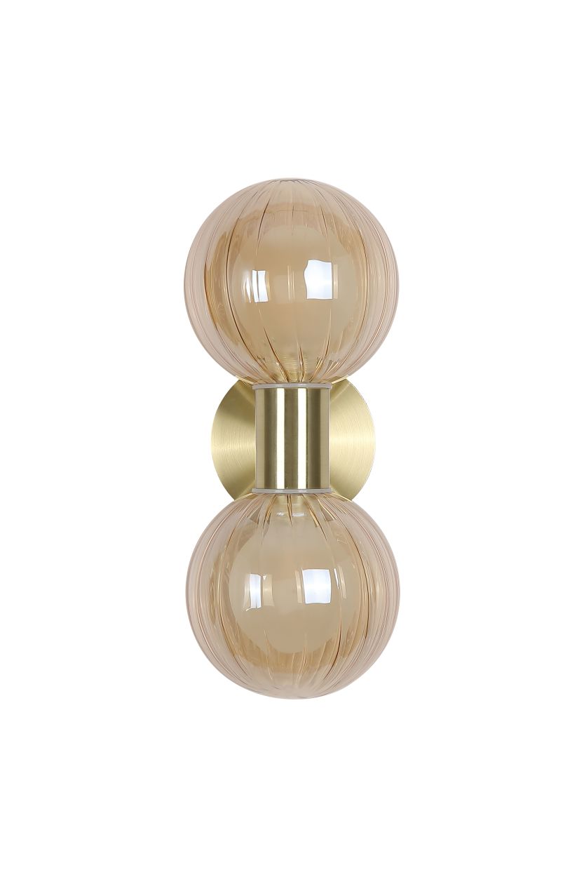 Searchlight Luminsphere 2Lt Wandlamp, Messing with Champagne Glas IP44