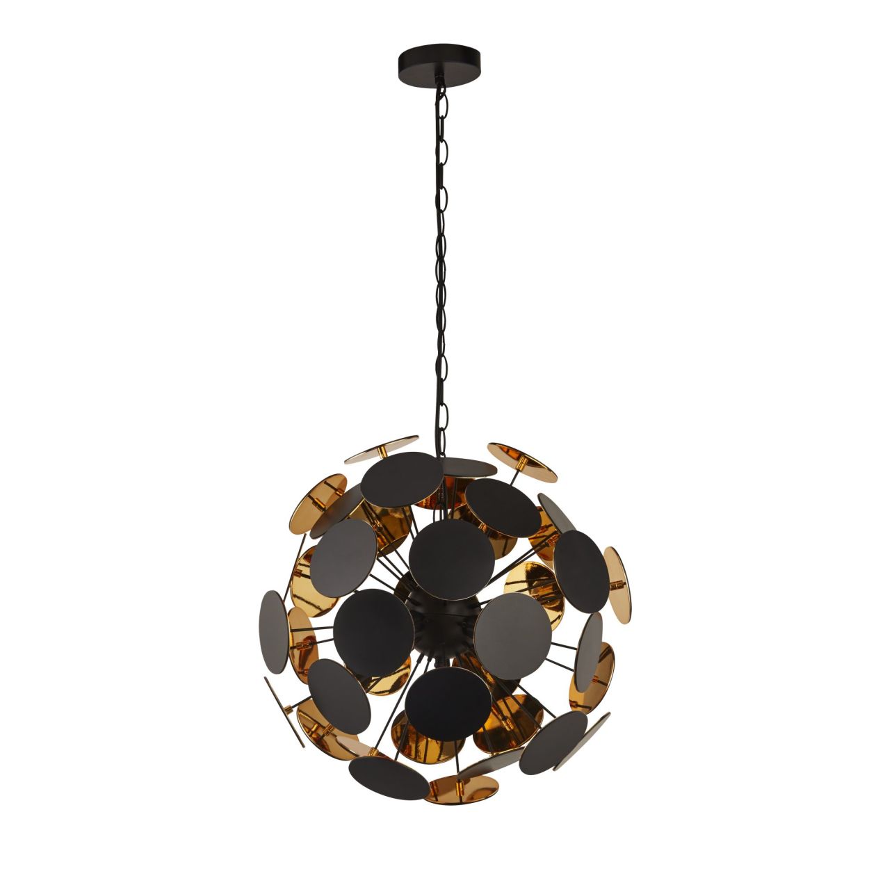 Searchlight Discus 4Lt Hanglamp Zwart Metaal, Zwart & Goud PC Discs