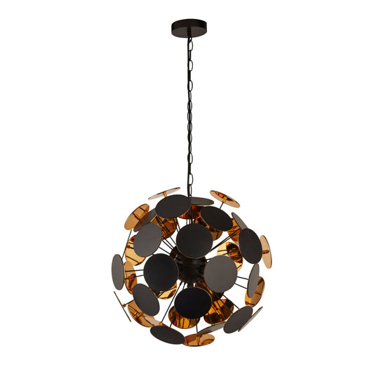 Searchlight Discus 4Lt Hanglamp Zwart Metaal, Zwart & Goud PC Discs