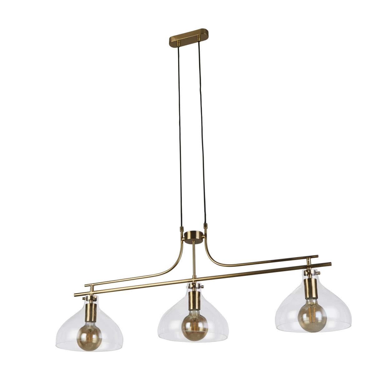 Searchlight Margarita 3Lt Bar Hanglamp Messing Metaal & Helder Glas