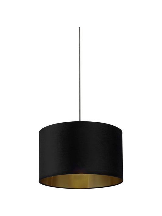 Searchlight Drum Lampenkap Zwart Velours with Goud Inner Dia.40cm