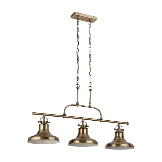 Searchlight Dallas 3Lt Bar Hanglamp Antique Messing Metaal