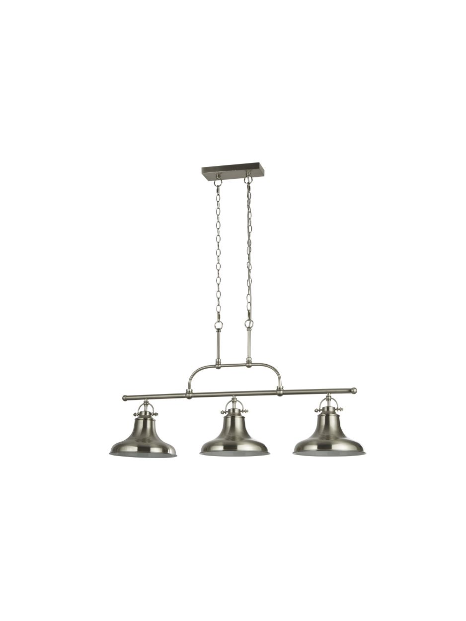 Searchlight Dallas 3Lt Bar Hanglamp Satin Zilver Metaal