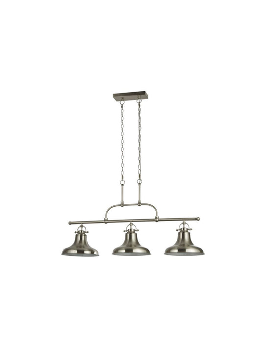 Searchlight Dallas 3Lt Bar Hanglamp Satin Zilver Metaal