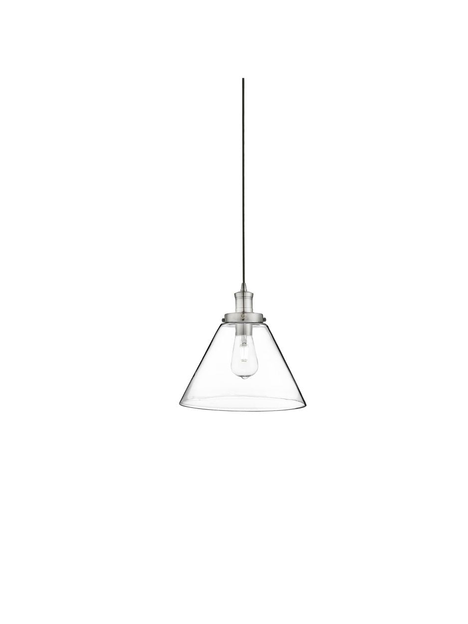 Searchlight Pyramid Hanglamp Satin Zilver Metaal & Glas