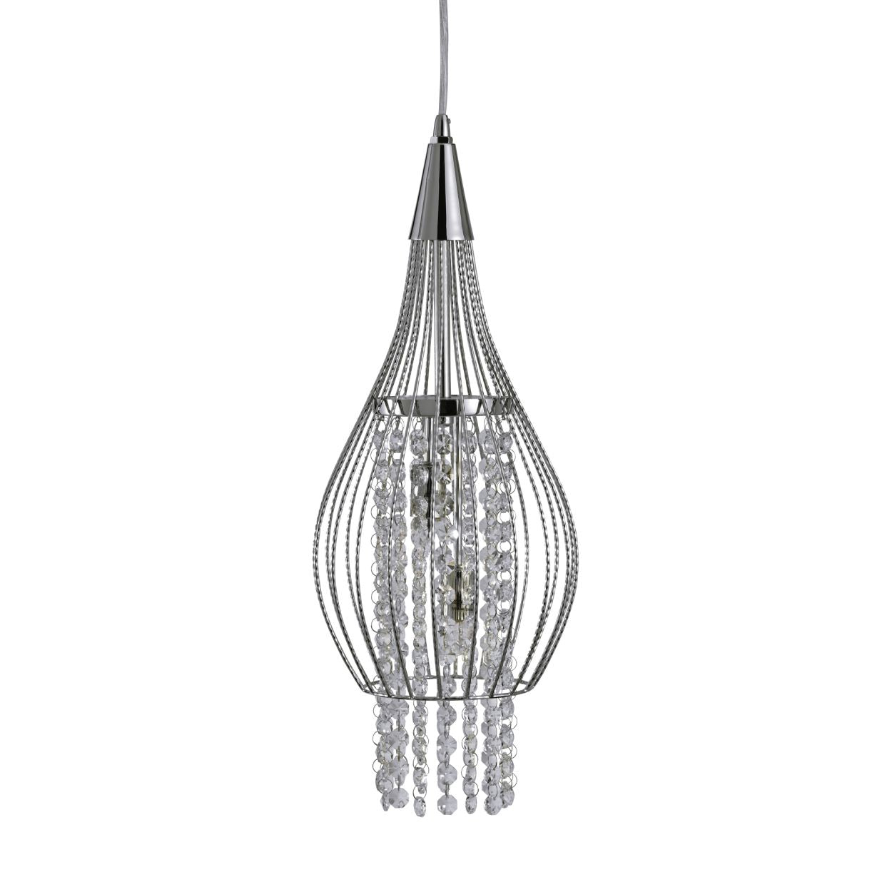 Searchlight Rocket 2Lt Hanglamp Chroom Metaal & Kristal