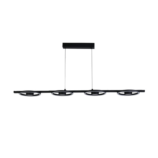 Searchlight Space 4Lt LED Bar Pendant, Black Metal
