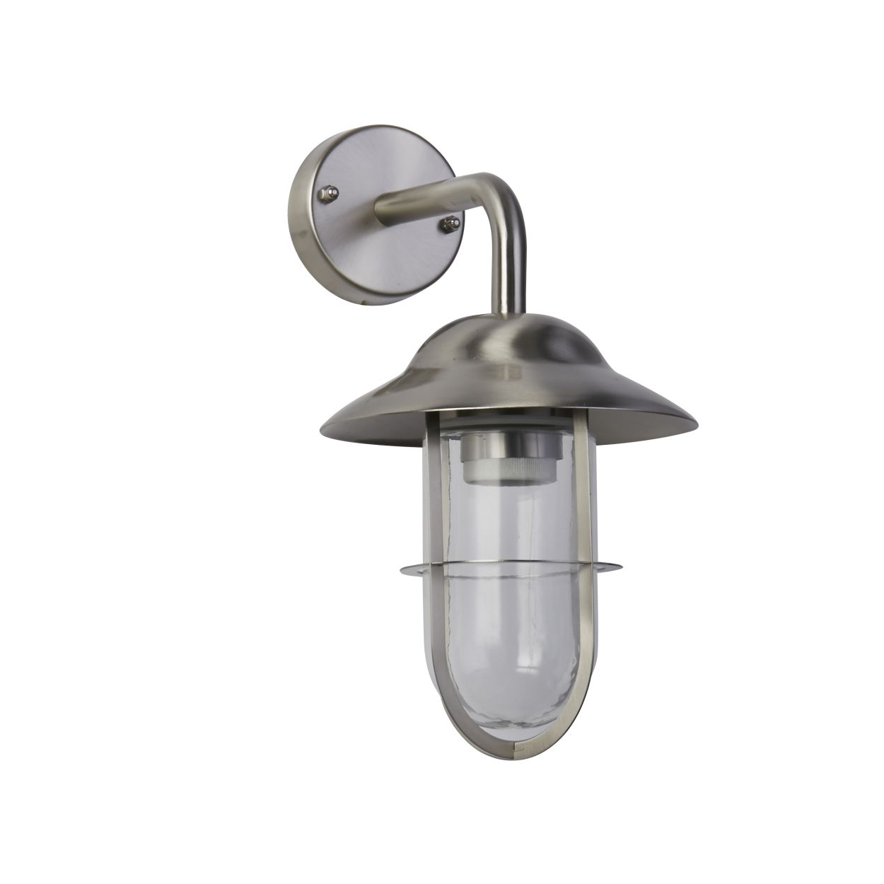 Searchlight Toronto Buiten Wandlamp Satin Zilver Metaal & Helder Glas