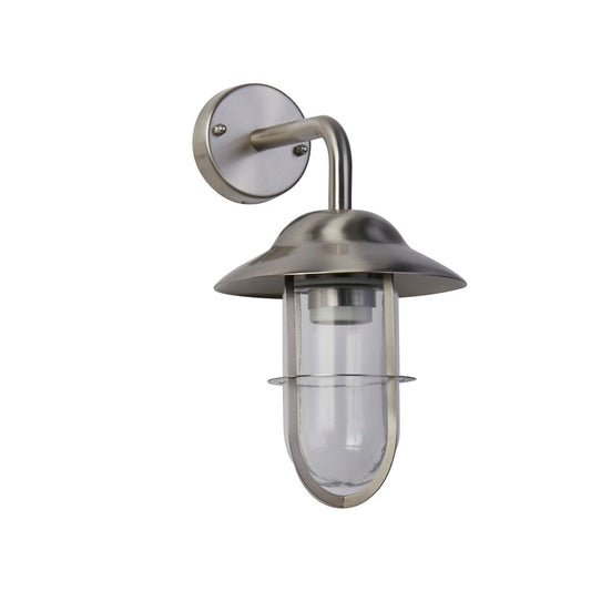 Searchlight Toronto Buiten Wandlamp Satin Zilver Metaal & Helder Glas