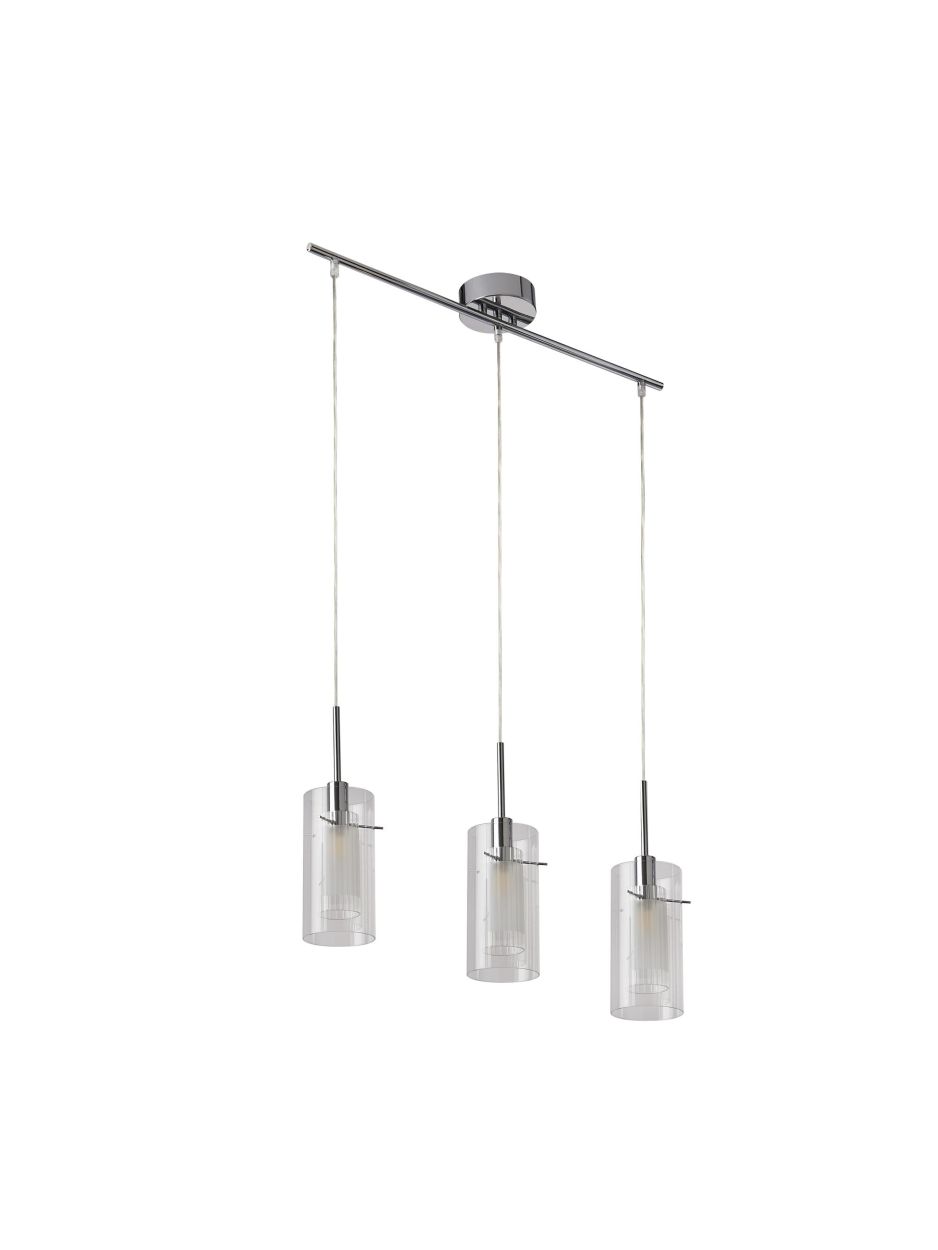 Searchlight Duo I 3Lt Bar Hanglamp Chroom Metaal & Double Glas