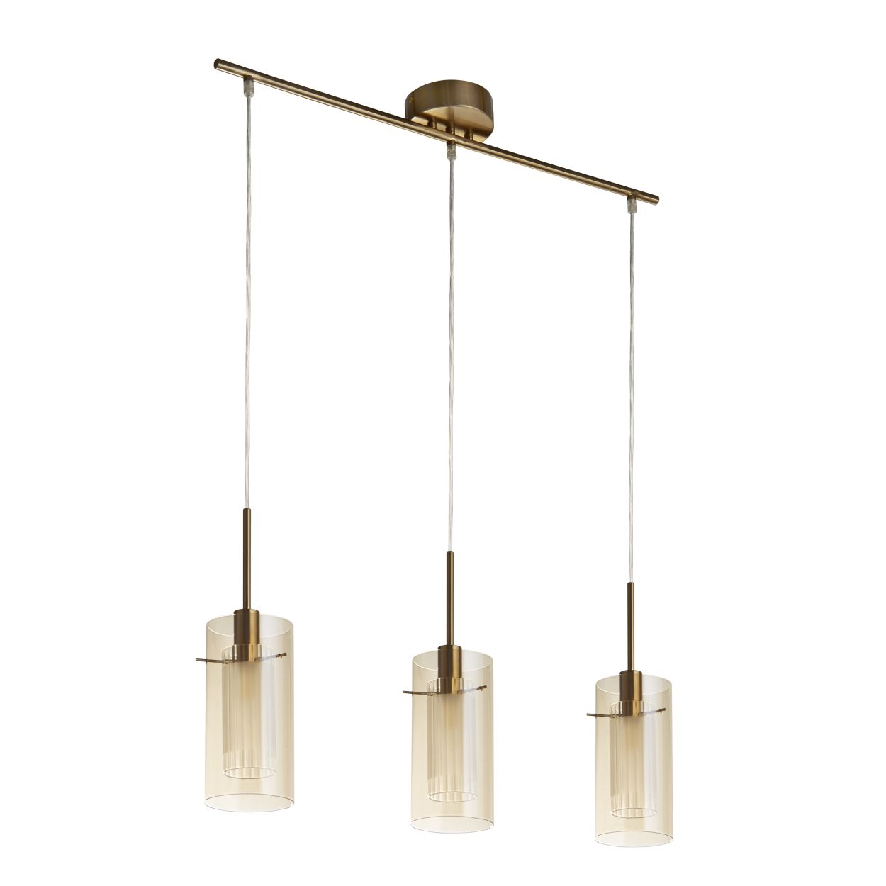 Searchlight Duo III 3Lt Bar Hanglamp Brons Metaal & Champagne Glas