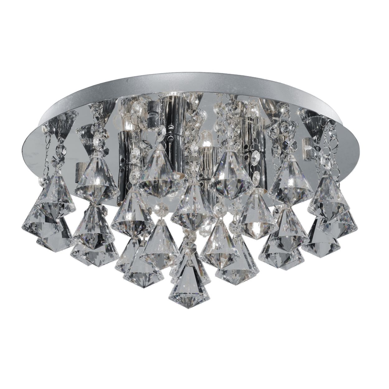 Searchlight Hanna 4Lt Flush Chroom Metaal & Helder Kristal