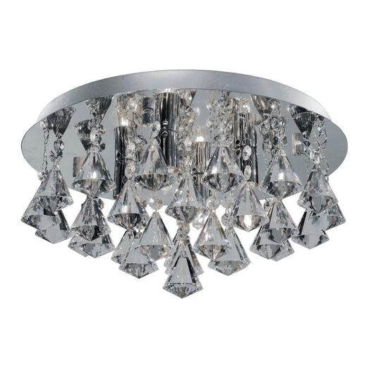 Searchlight Hanna 4Lt Flush Chroom Metaal & Helder Kristal
