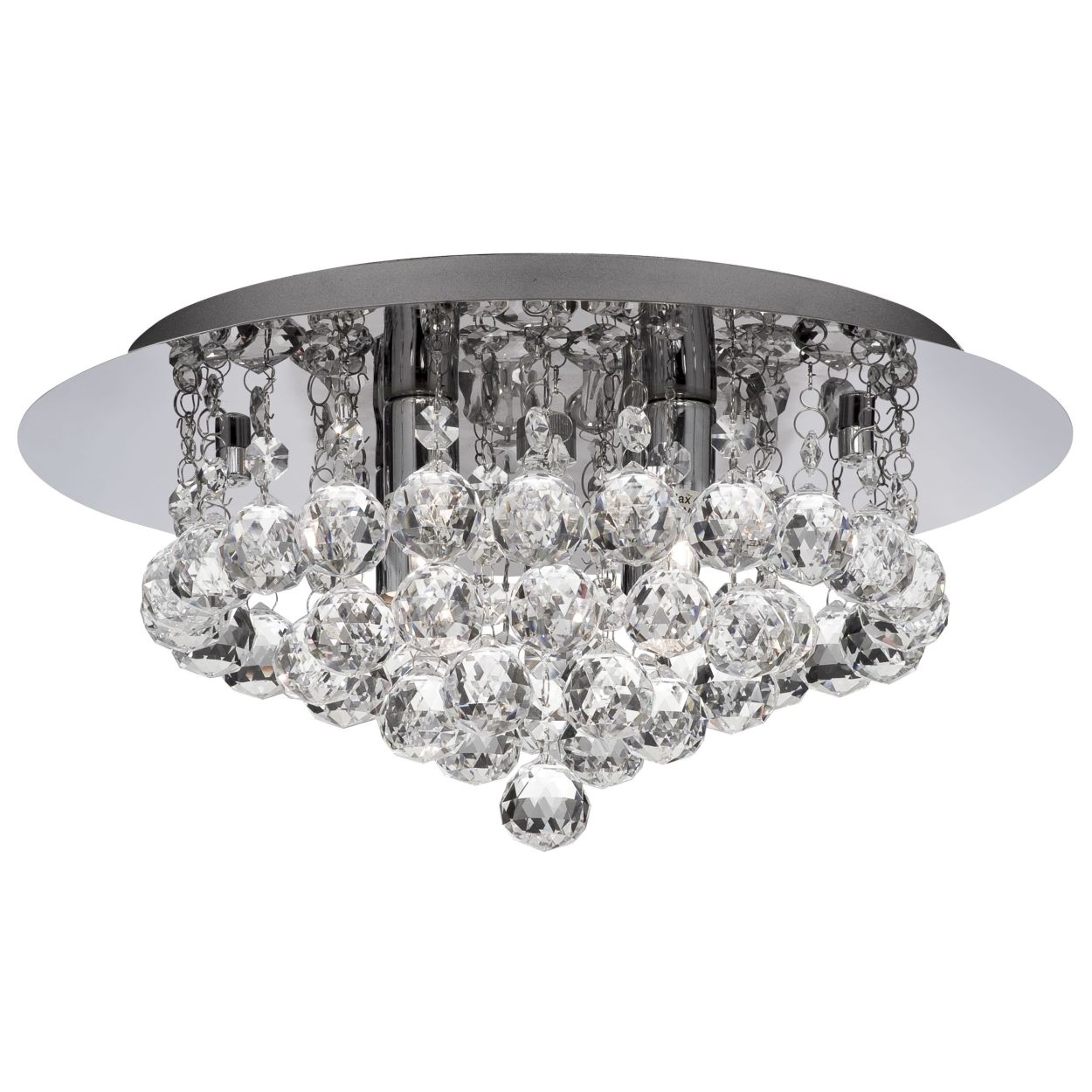 Searchlight Hanna 4Lt Flush Chroom Metaal & Helder Kristal