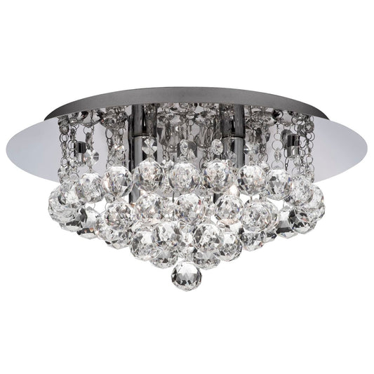 Searchlight Hanna 4Lt Flush Chroom Metaal & Helder Kristal