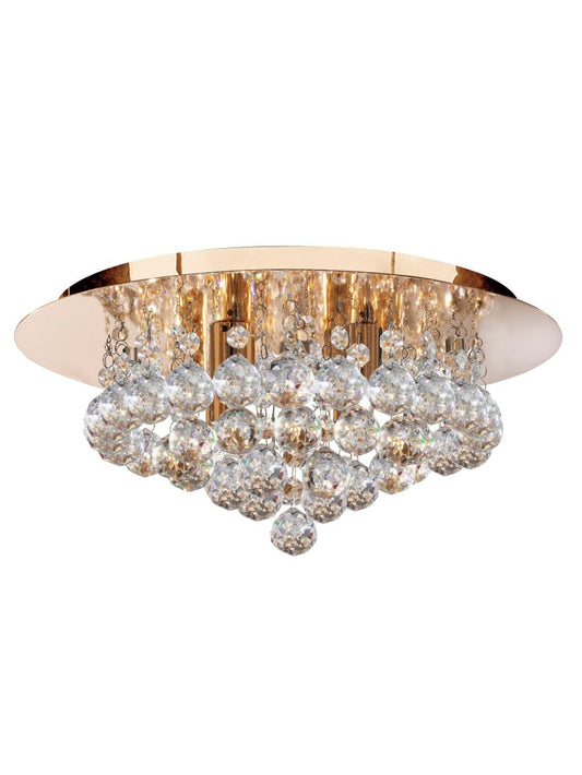 Searchlight Hanna 4Lt Flush Goud Metaal & Helder Kristal