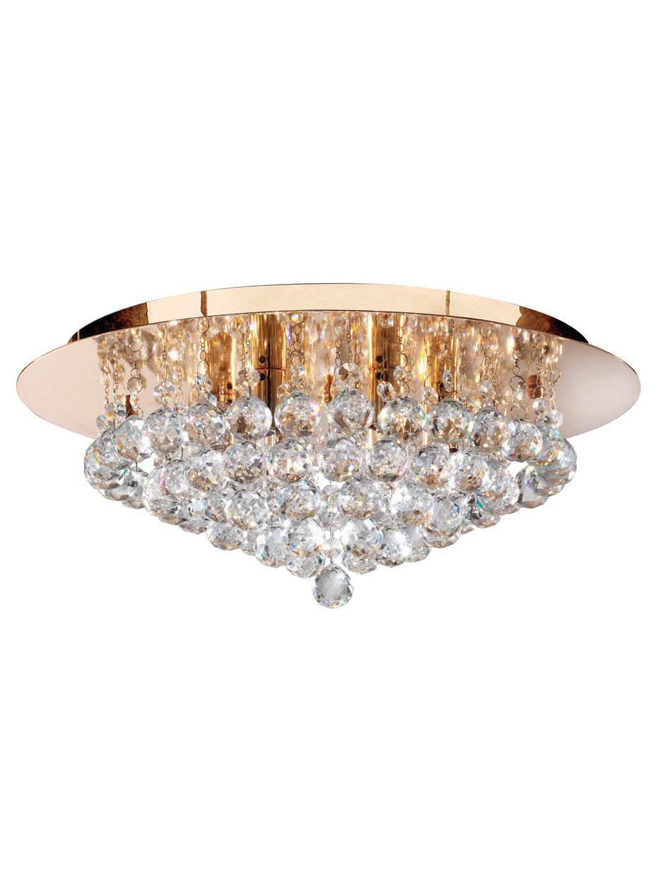 Searchlight Hanna 6Lt Flush Goud Metaal & Helder Kristal