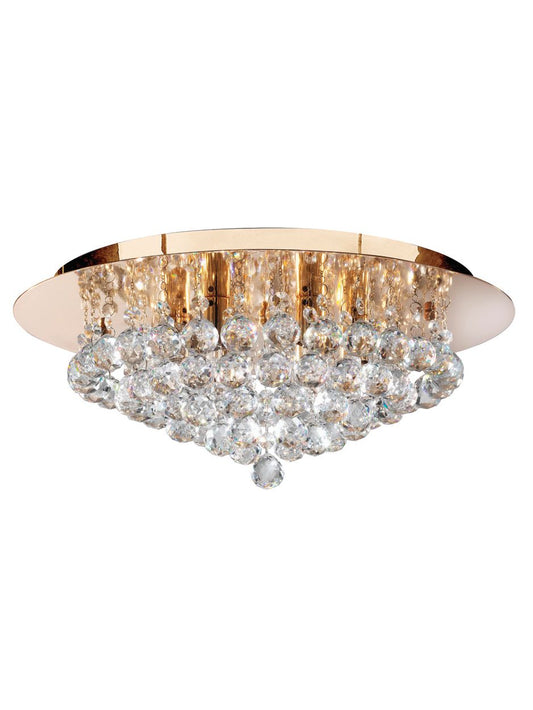 Searchlight Hanna 6Lt Flush Goud Metaal & Helder Kristal