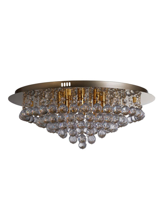 Searchlight Hanna 8Lt Flush Goud Metaal & Helder Kristal