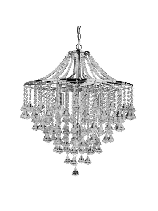 Searchlight Dorchester 5Lt Hanglamp Chroom Metaal & Helder Kristal