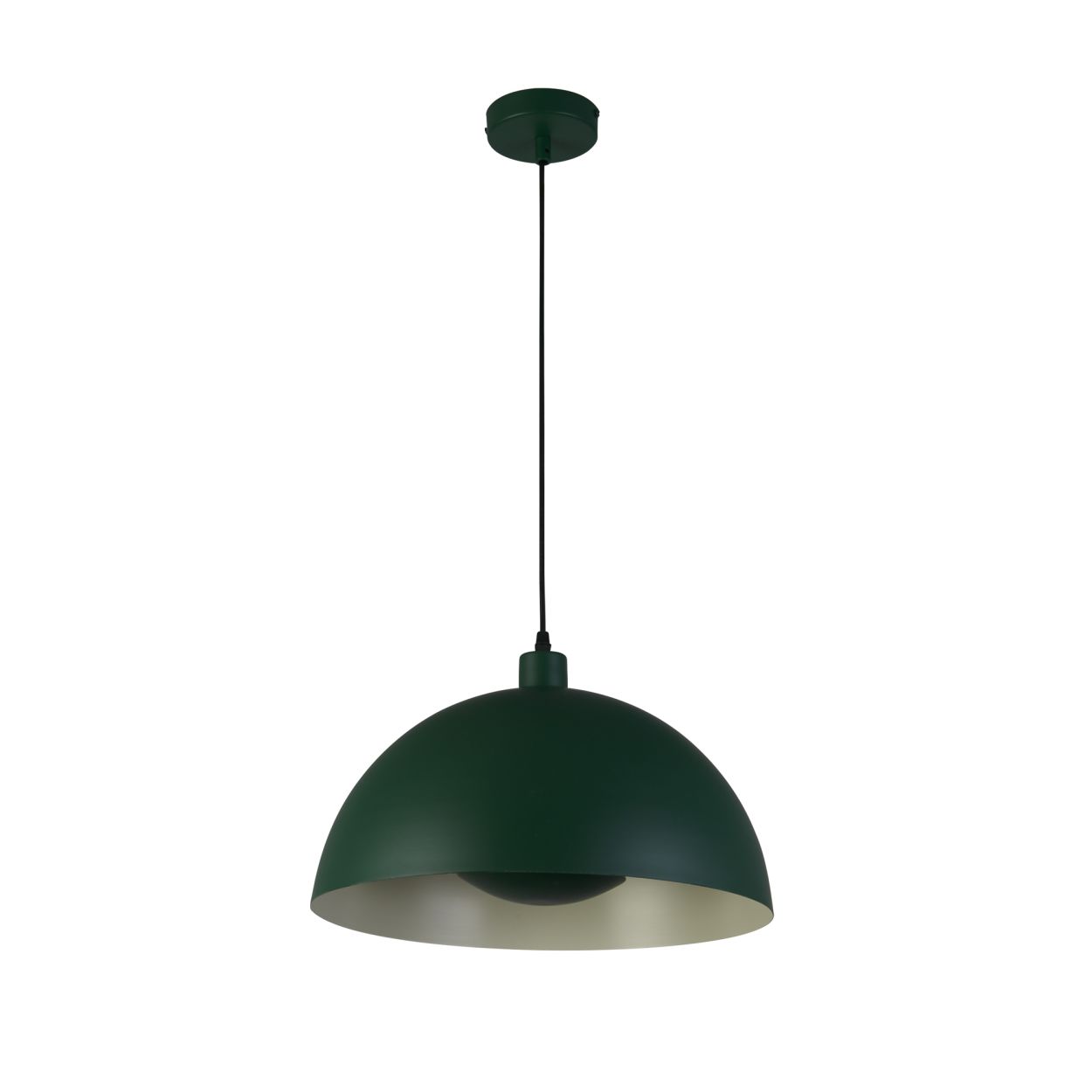 Searchlight Mars 1LT Hanglamp, Mat Groen Metaal & Crème Inner 25cm