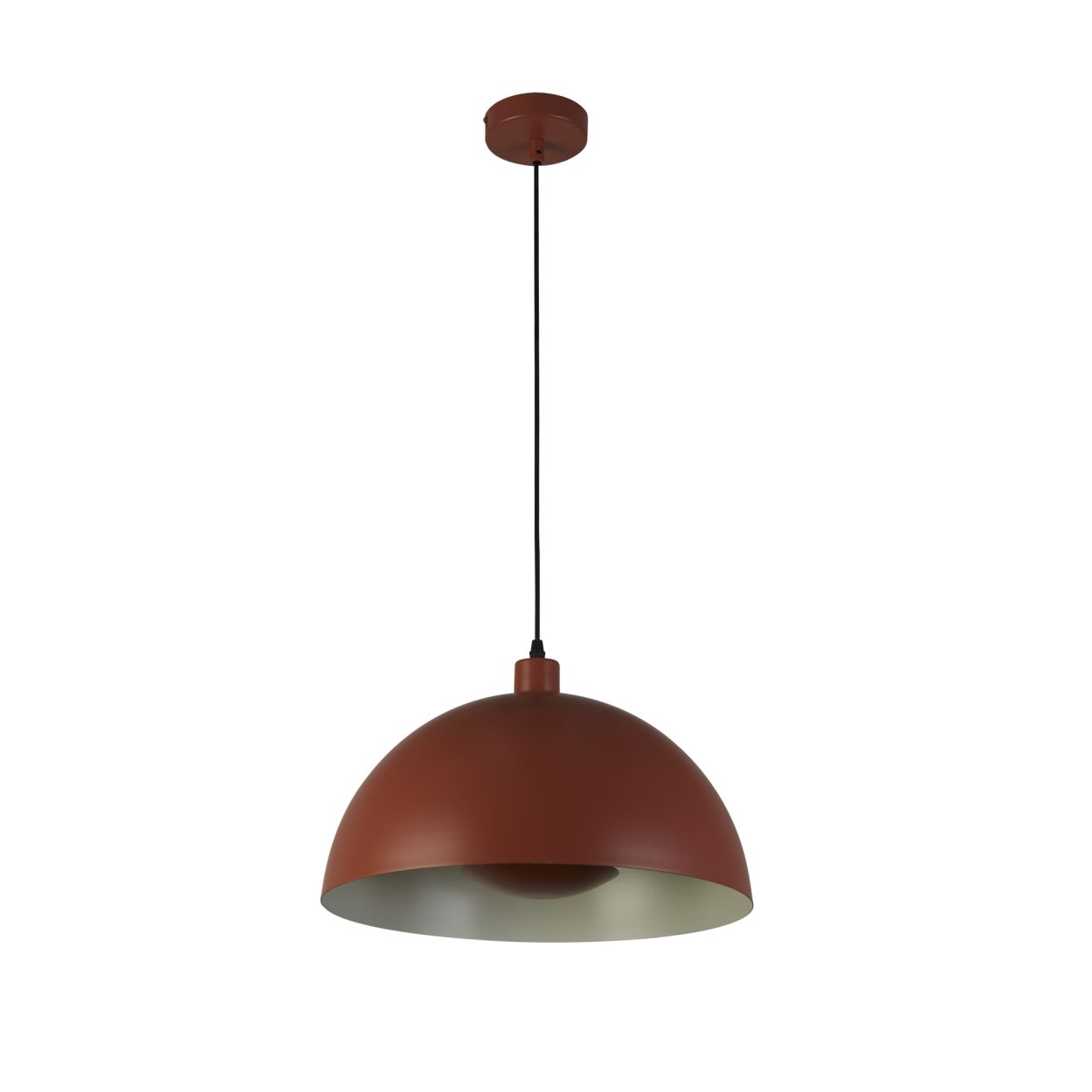 Searchlight Mars 1LT Hanglamp, Burnt Orange Metaal & Crème Inner 25cm