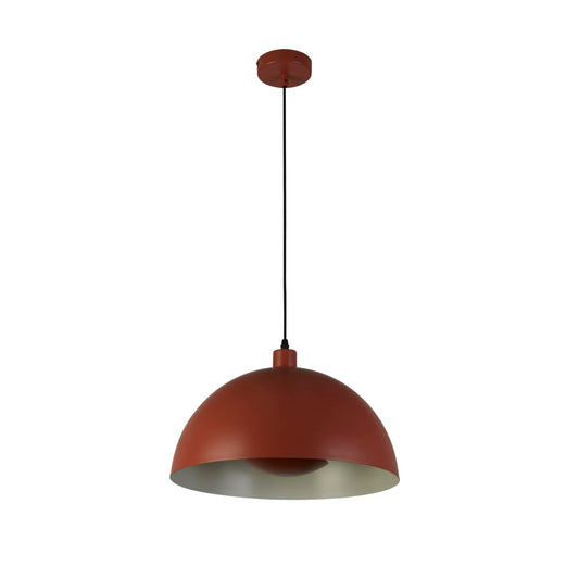 Searchlight Mars 1LT Hanglamp, Burnt Orange Metaal & Crème Inner 25cm